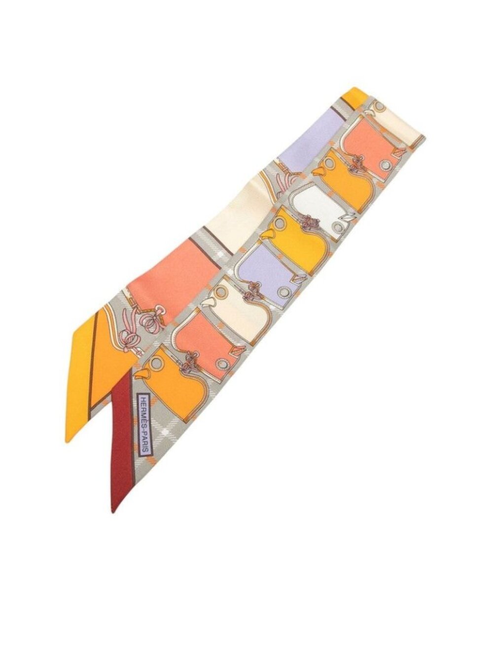 Hermes Twilly Camaille Camails Scarf Gray Multicolor Silk